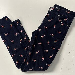 Gap Kids Floral Corduroy navy Floral Pants 12